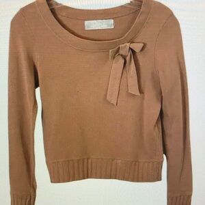 Brown Sweater with Bow Detail